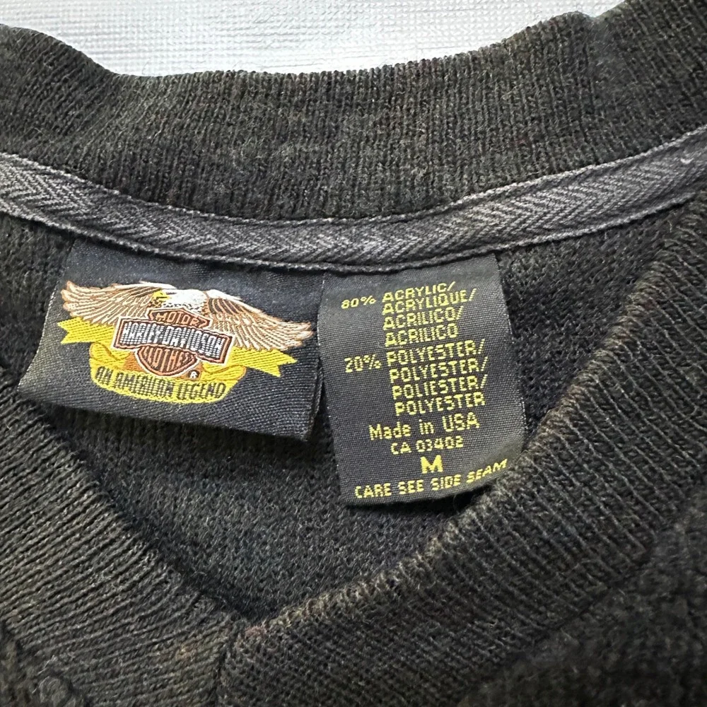 VTG Harley Davidson Fleece Pullover Men M Black Embroidered HD‎ Biker Moto USA